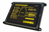 Display screen with technical data and 'Lumineq' branding on a gray background